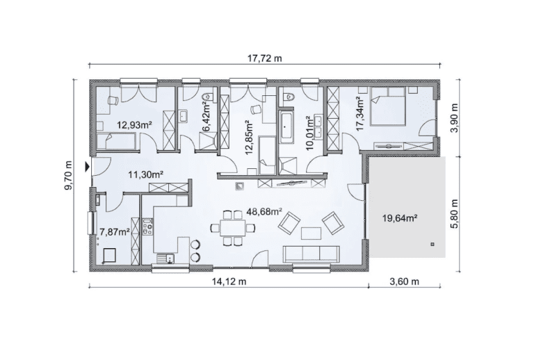 "Prefab SIP woning met moderne gevel en grote ramen" "Prefab huis interieur energiezuinige woning"