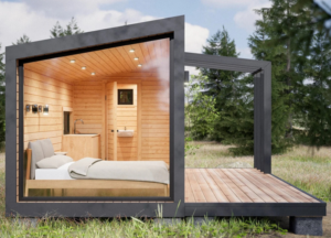 "Prefab SIP woning met moderne gevel en grote ramen" "Prefab huis interieur energiezuinige woning"